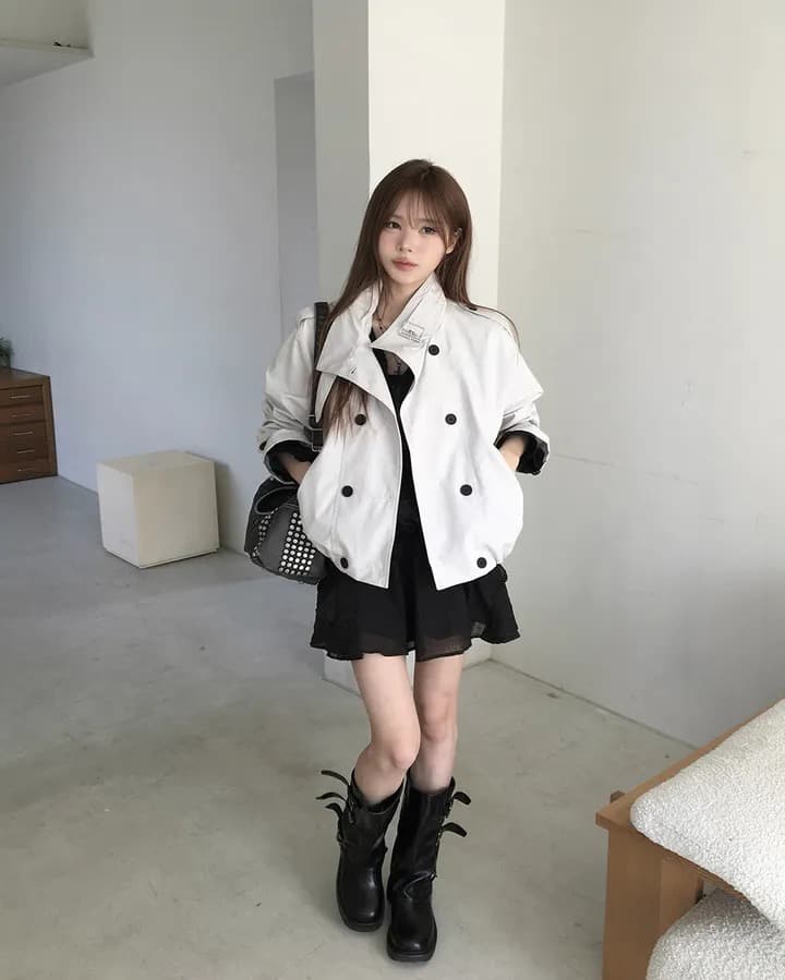 재고 있음 chic 한국 스타일 이중 버튼 재킷 상세 이미지 22