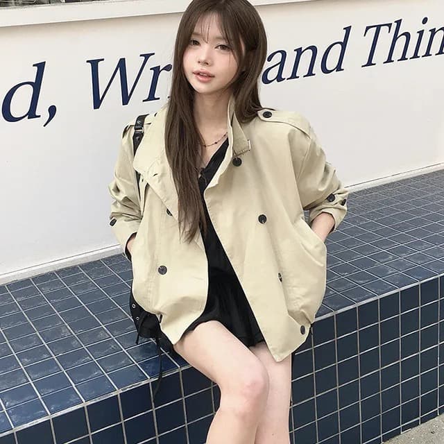 재고 있음 chic 한국 스타일 이중 버튼 재킷 상세 이미지 31