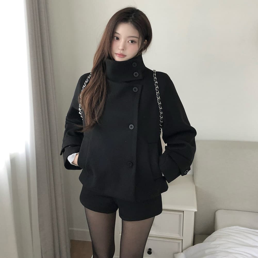 있음 선적 한국 chic 겨울 새로운 스탠드 칼라 플러스 면 두꺼운 단추 보온 자켓 이미지 4