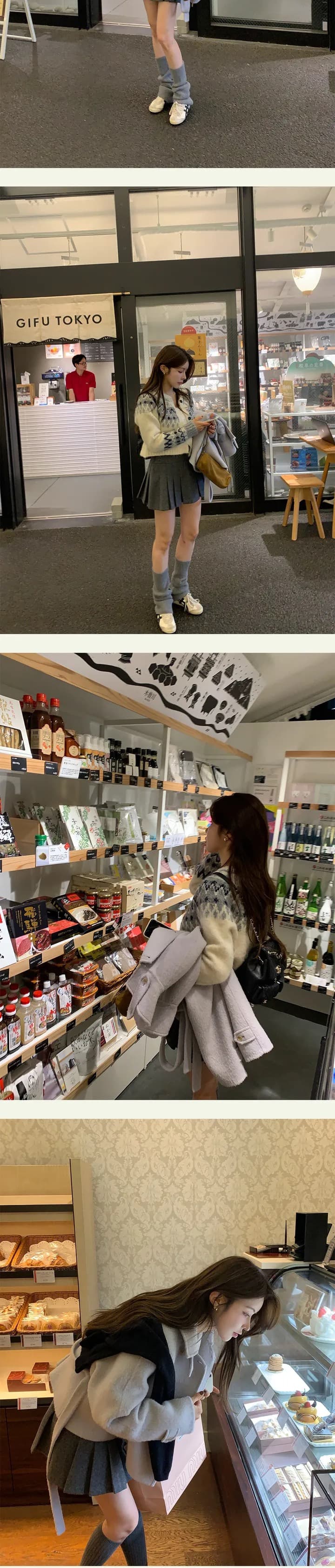 있음 선적 한국 ins 레트로 공정한 섬 패턴 스웨터 코트 상세 이미지 4