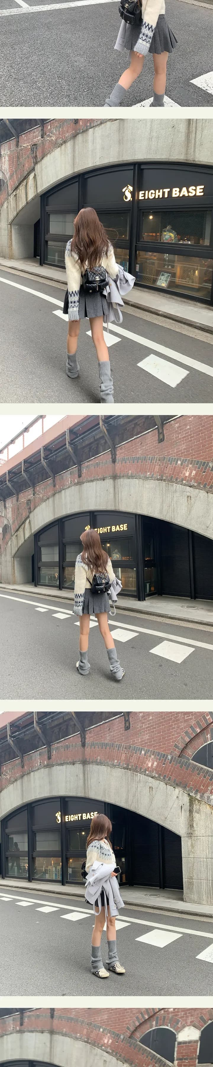 있음 선적 한국 ins 레트로 공정한 섬 패턴 스웨터 코트 상세 이미지 13