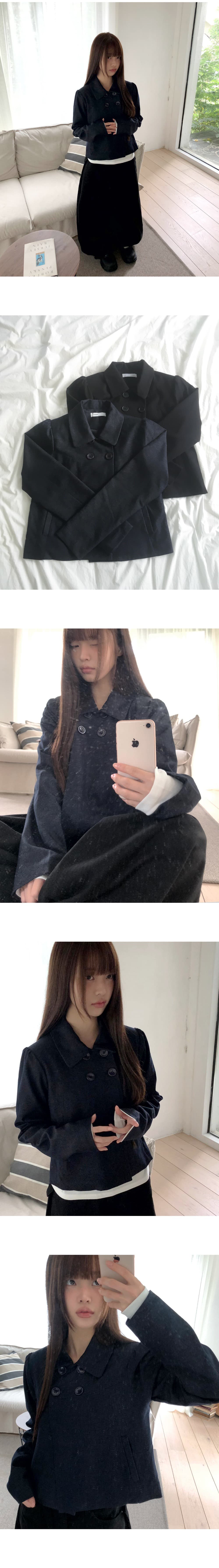재고 있음 chic 레트로 일본식 작은 대중 폴로 칼라 이중 버튼 재킷 재킷 상세 이미지 6
