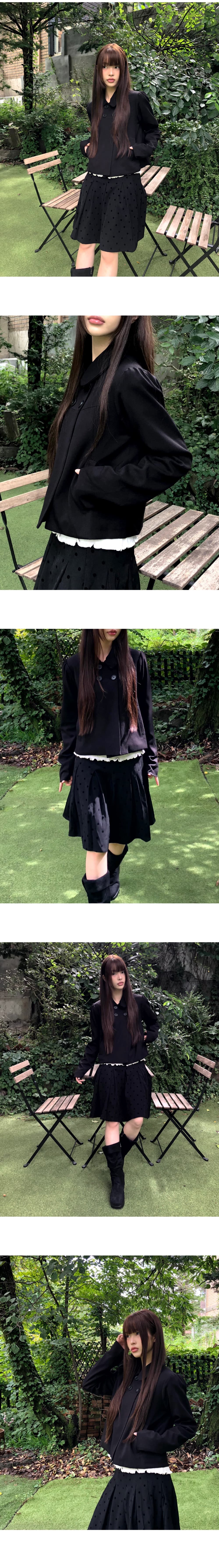 재고 있음 chic 레트로 일본식 작은 대중 폴로 칼라 이중 버튼 재킷 재킷 상세 이미지 9