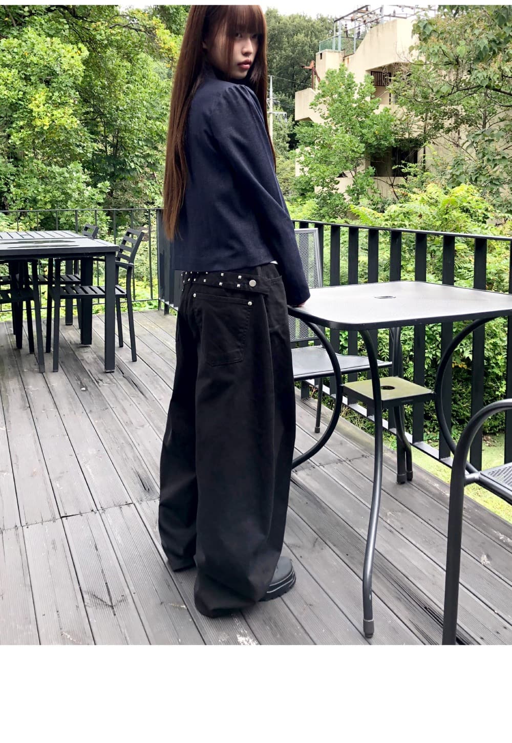 재고 있음 chic 레트로 일본식 작은 대중 폴로 칼라 이중 버튼 재킷 재킷 상세 이미지 10