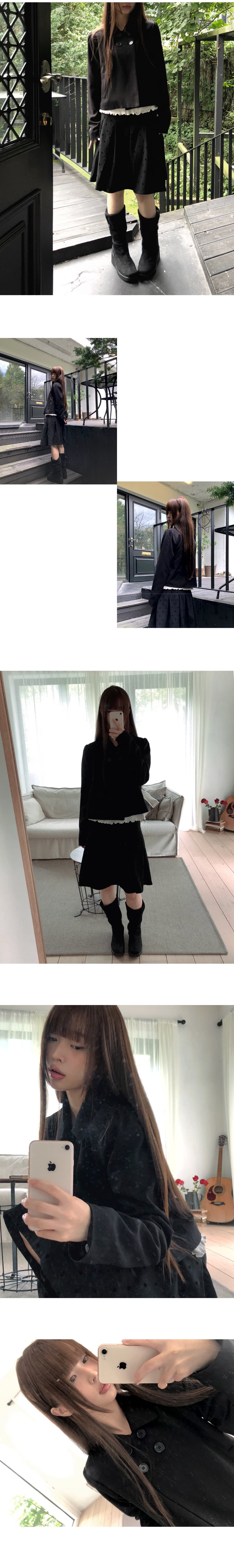 재고 있음 chic 레트로 일본식 작은 대중 폴로 칼라 이중 버튼 재킷 재킷 상세 이미지 13