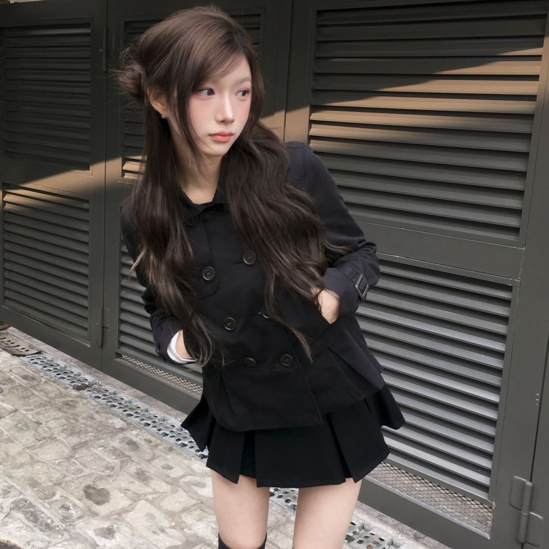 재고 있음 26 한국 새로운 카키 색 이중 버튼 바람막이 여성 허리 수축 다용도 재킷 이미지 3