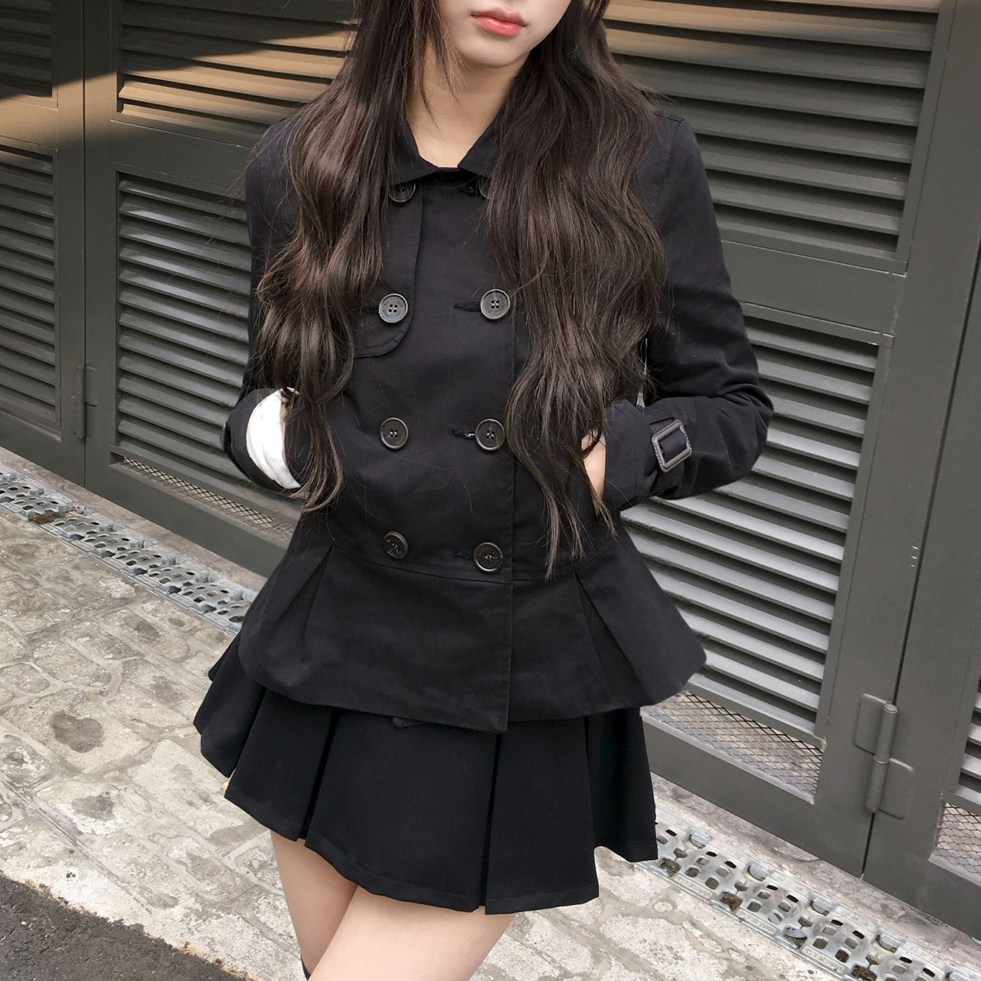 재고 있음 26 한국 새로운 카키 색 이중 버튼 바람막이 여성 허리 수축 다용도 재킷 이미지 5