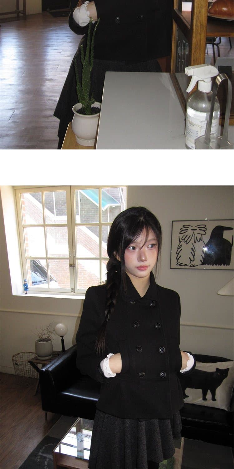 재고 있음 chic 분위기 센스 일본식 jk 학원 센스 슬림해 보이는 단추 세트 계책 좋 은 핏 스타일 정장 재킷 상세 이미지 14
