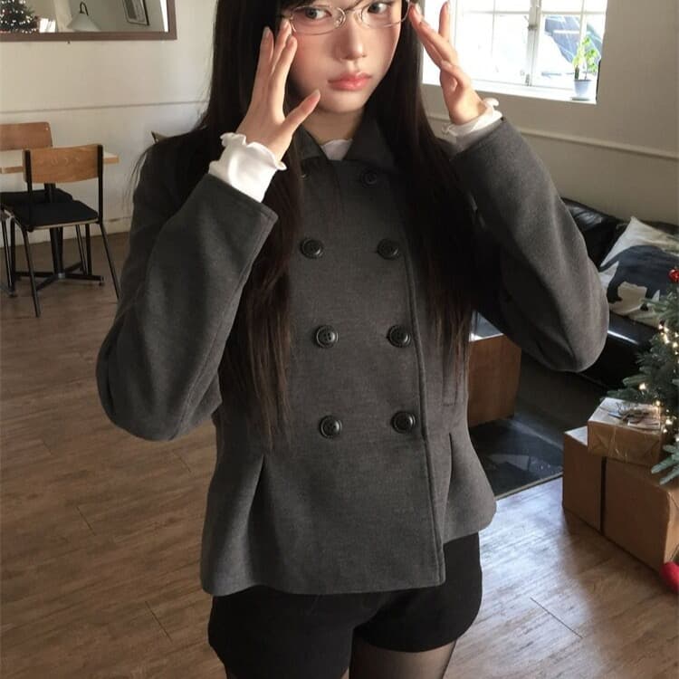 재고 있음 chic 분위기 센스 일본식 jk 학원 센스 슬림해 보이는 단추 세트 계책 좋 은 핏 스타일 정장 재킷 상세 이미지 18