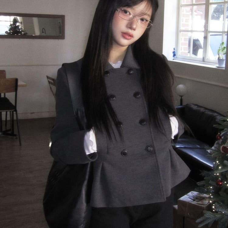 재고 있음 chic 분위기 센스 일본식 jk 학원 센스 슬림해 보이는 단추 세트 계책 좋 은 핏 스타일 정장 재킷 상세 이미지 20