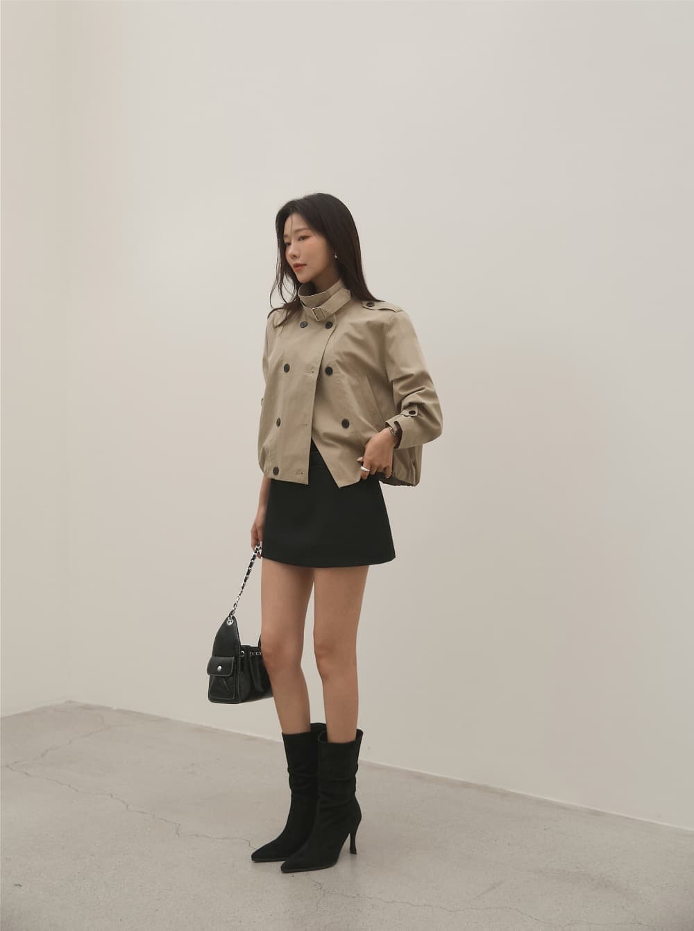 재고 있음 chic 출퇴근 레트로 쇼트 스타일 바람막이 자켓 여성 코트 상세 이미지 24