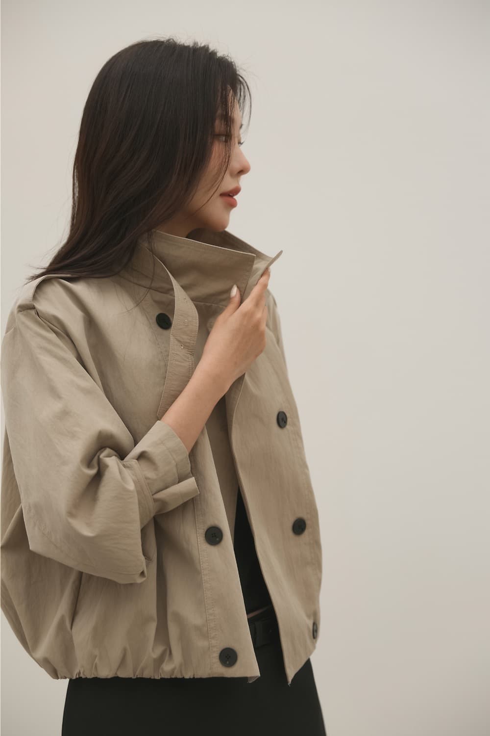 재고 있음 chic 출퇴근 레트로 쇼트 스타일 바람막이 자켓 여성 코트 상세 이미지 26