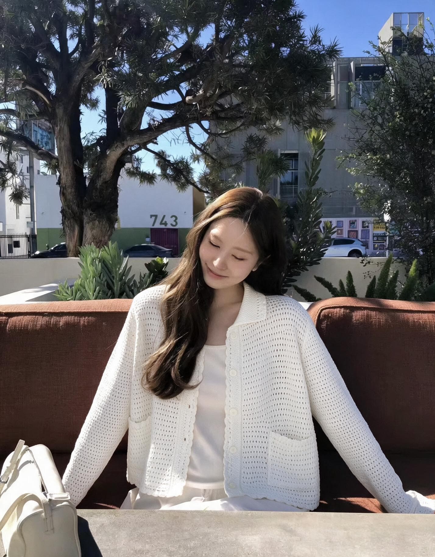 재고 있음 2026 한국 작은 청신 홀로우 아웃 자수 폴로 칼라 스웨터 오픈 가디건 상세 이미지 11