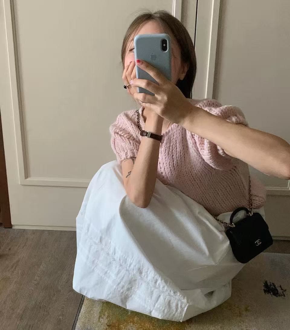 있음 선적 한국 chic 가을 새로운 ins 품격 라운드 넥 반팔 수 있습니다. 스택 가져 가라. 니트 오픈 가디건 상세 이미지 8