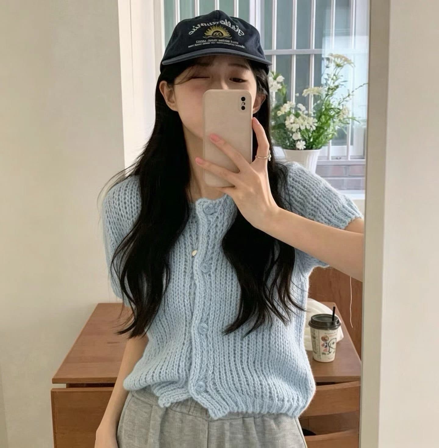 있음 선적 한국 chic 가을 새로운 ins 품격 라운드 넥 반팔 수 있습니다. 스택 가져 가라. 니트 오픈 가디건 상세 이미지 28