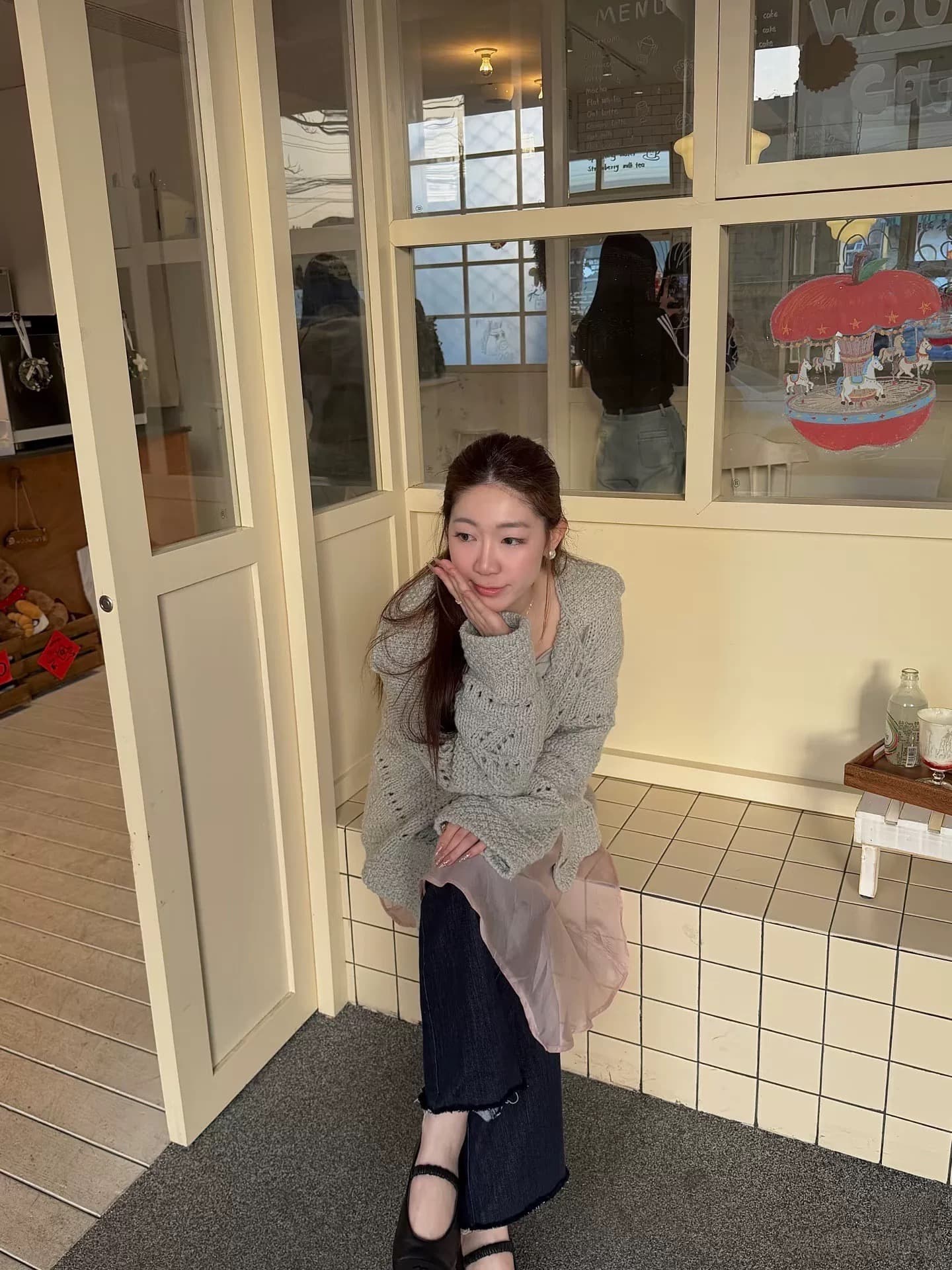 26 가을 겨울 한국 동대문 디자인 센스 홀로우 아웃 폴로 칼라 단색 니트 오픈 가디건 두꺼운 스웨터 코트 상세 이미지 6