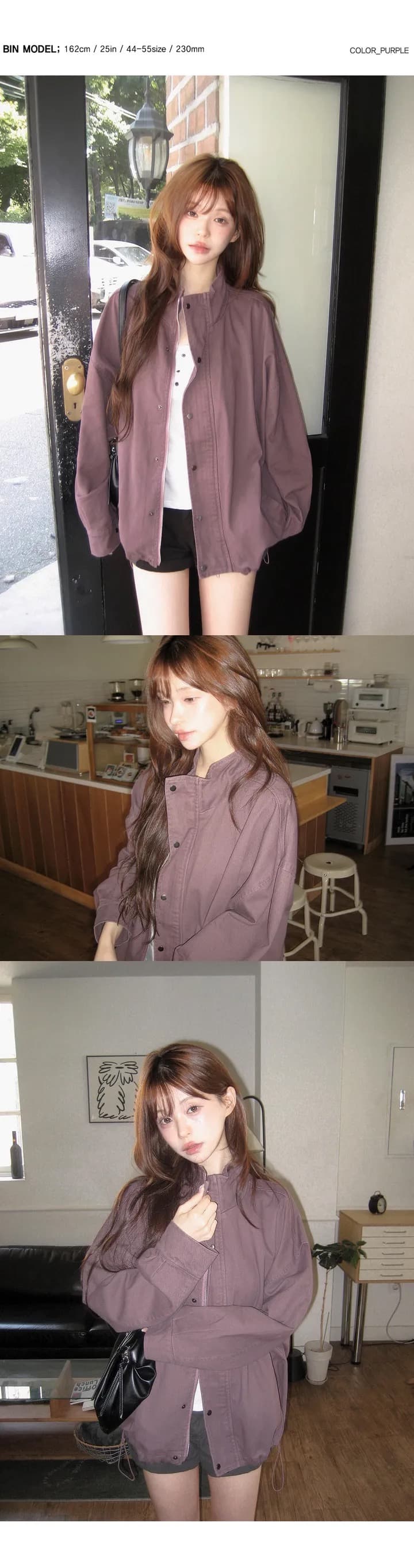 있음 선적 chic 한국 스타일 양면 플리스 후드 카디건 코트 상세 이미지 3