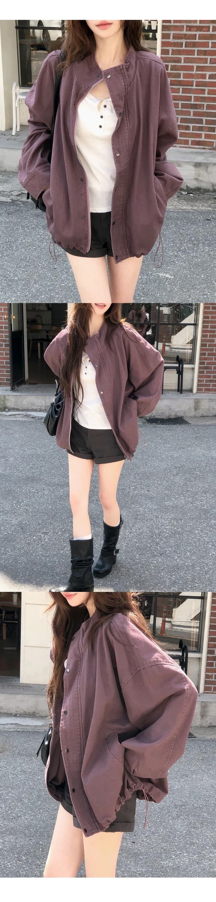 있음 선적 chic 한국 스타일 양면 플리스 후드 카디건 코트 상세 이미지 6