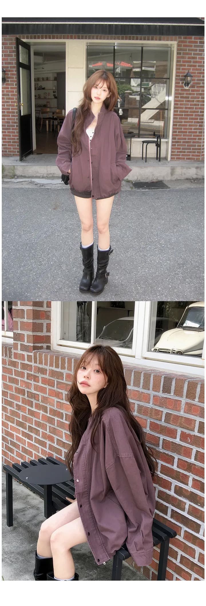 있음 선적 chic 한국 스타일 양면 플리스 후드 카디건 코트 상세 이미지 8