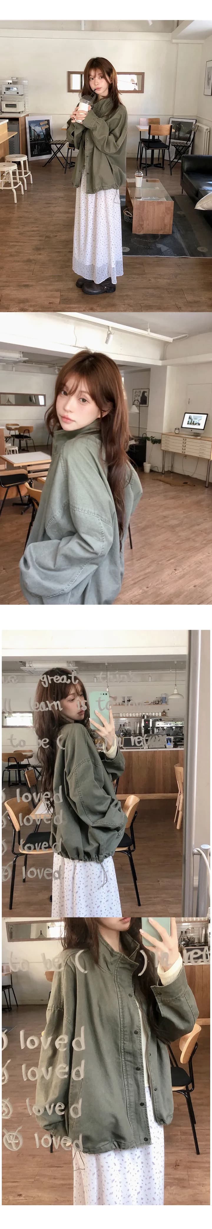 있음 선적 chic 한국 스타일 양면 플리스 후드 카디건 코트 상세 이미지 14