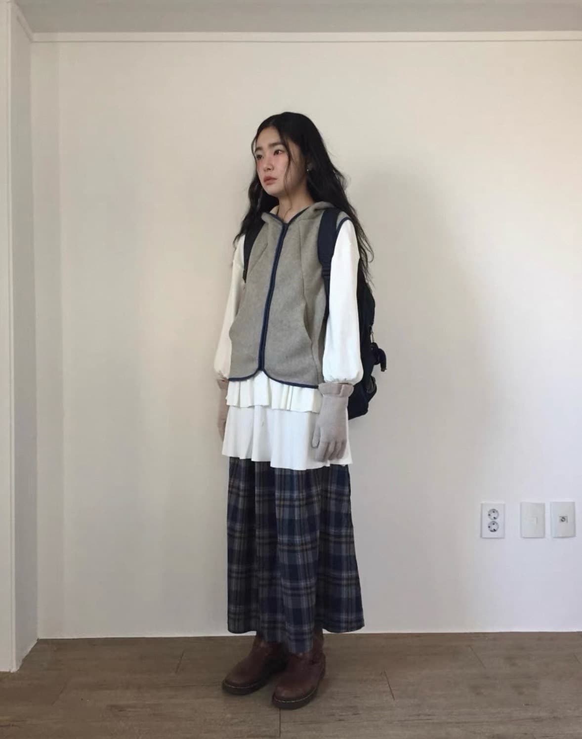 재고 있음 chic 가을 겨울철 다용도 양면 플리스 후드 베스트 상세 이미지 6