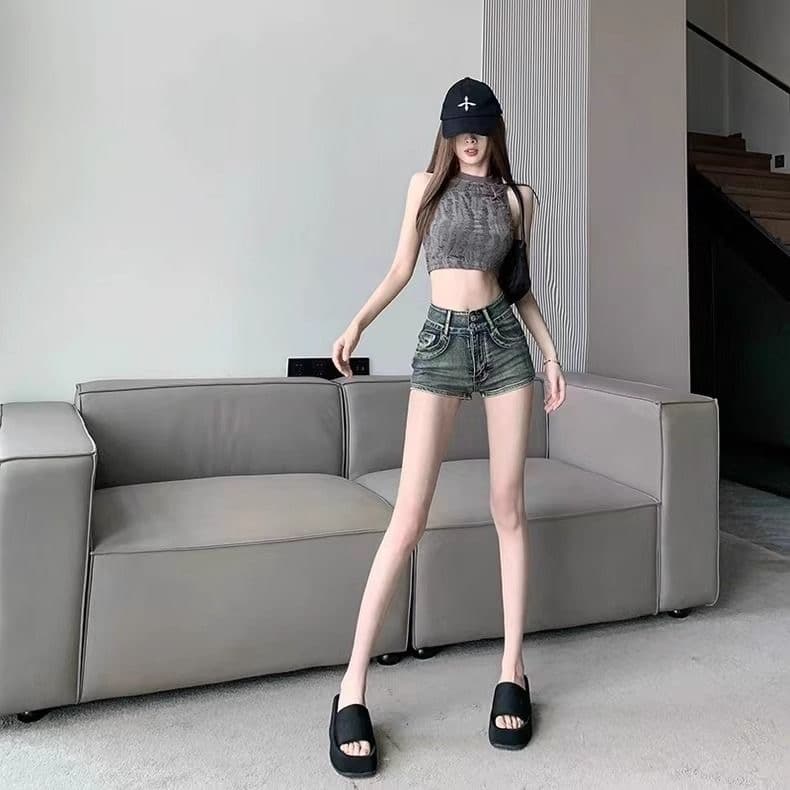 아메리칸 핫걸 레트로 데님 초단바지 여성 여름 2026 새로운 슬림해 보이는 타이트 스커트 와이드 레그 팬츠 거친 가장자리 뜨거운 바지 상세 이미지 11