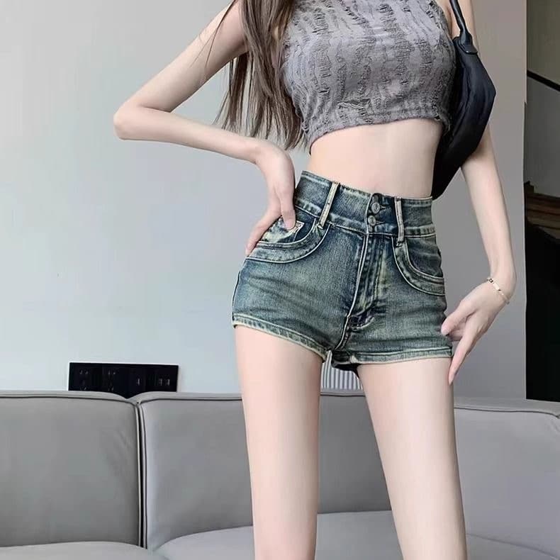 아메리칸 핫걸 레트로 데님 초단바지 여성 여름 2026 새로운 슬림해 보이는 타이트 스커트 와이드 레그 팬츠 거친 가장자리 뜨거운 바지 상세 이미지 16