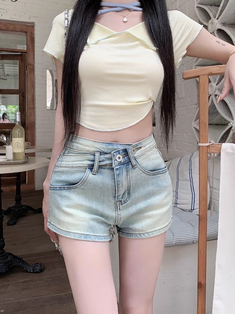 아메리칸 레트로 핫걸 하이 웨이스트 청바지 여성 여름 새로운 디자인 센스 작은 대중 핫 바지 스트레이트 반바지 바지 트렌디 상세 이미지 3