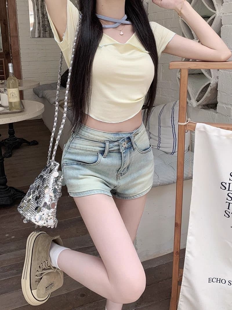 아메리칸 레트로 핫걸 하이 웨이스트 청바지 여성 여름 새로운 디자인 센스 작은 대중 핫 바지 스트레이트 반바지 바지 트렌디 상세 이미지 6