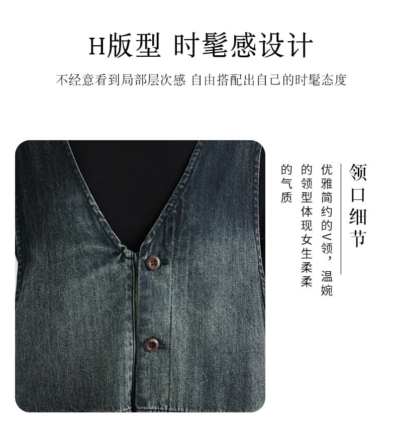 새로운 실사 데님 루즈핏 빅 사이즈 주머니 슬림해 보이는 캐주얼 레트로 데님 멜빵 바지 여성 상세 이미지 4