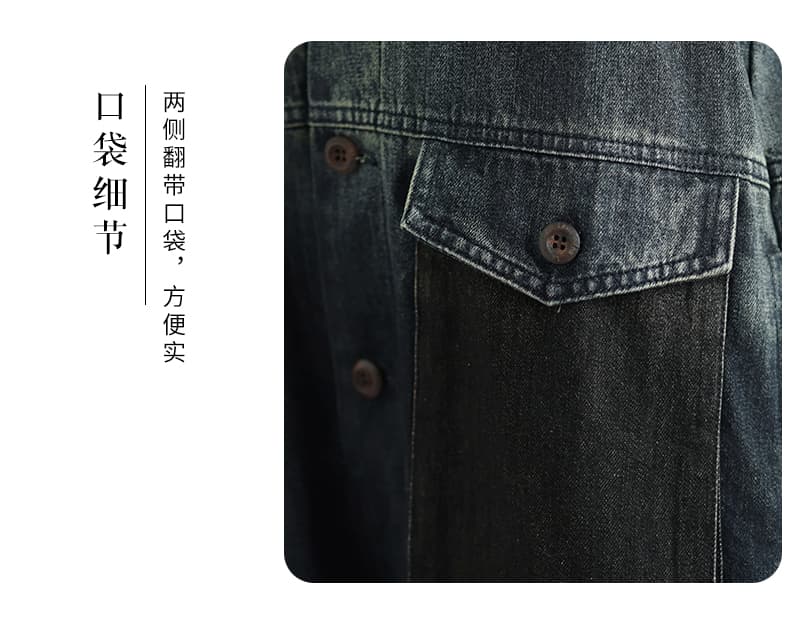 새로운 실사 데님 루즈핏 빅 사이즈 주머니 슬림해 보이는 캐주얼 레트로 데님 멜빵 바지 여성 상세 이미지 5