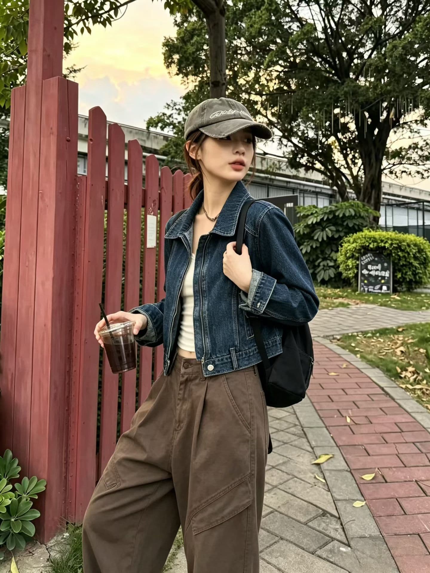 아메리칸 레트로 워싱 루즈핏 쇼트 스타일 항구 바람 높음 거리 데님 여성 코트 봄 가을 캐주얼 재킷 맨위 트렌디 이미지 4