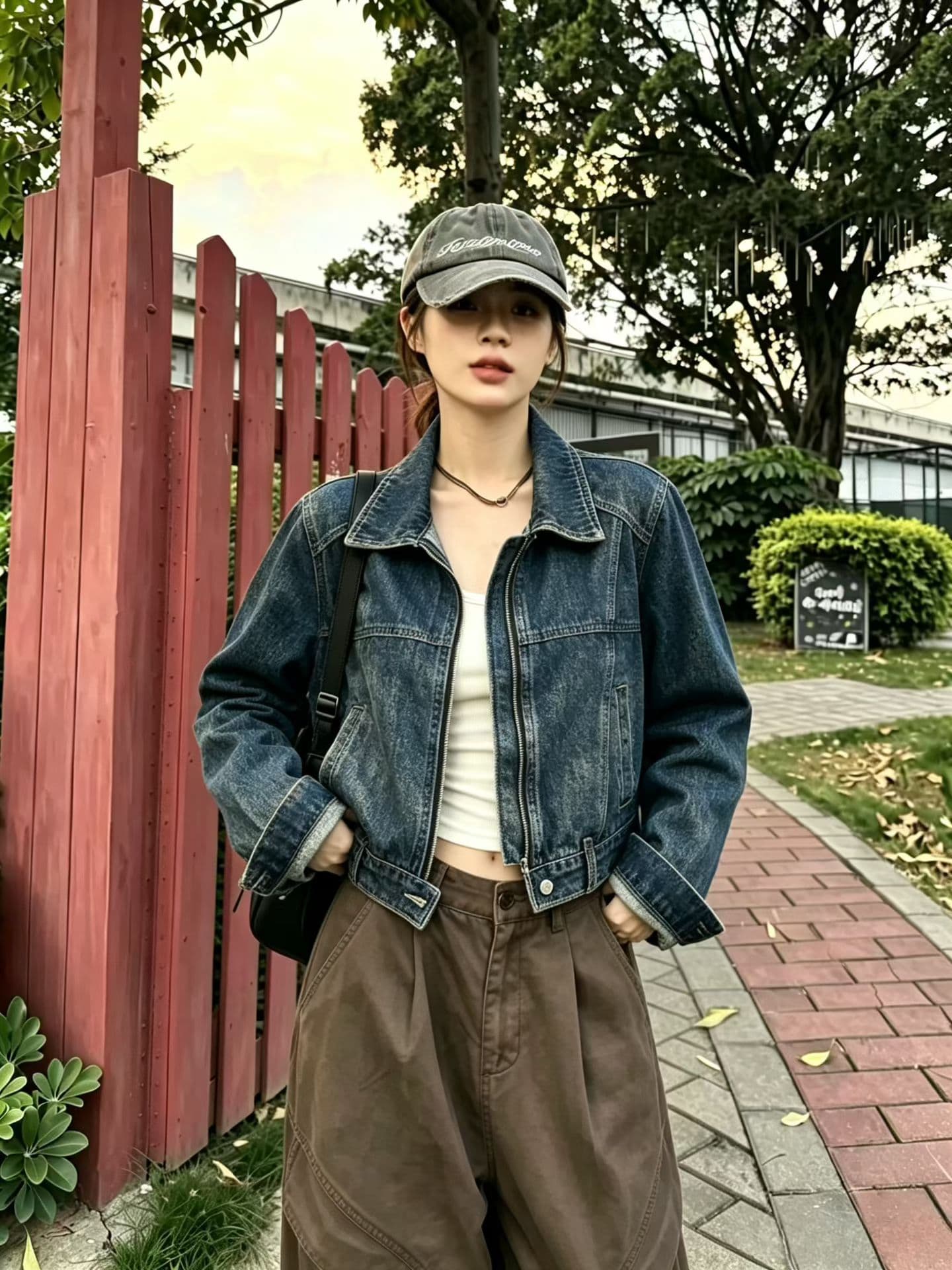 아메리칸 레트로 워싱 루즈핏 쇼트 스타일 항구 바람 높음 거리 데님 여성 코트 봄 가을 캐주얼 재킷 맨위 트렌디 상세 이미지 1
