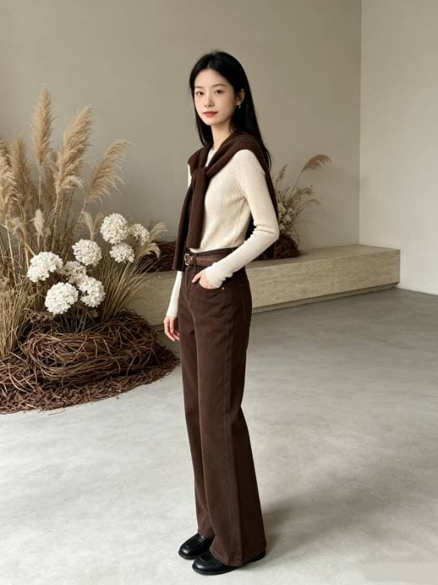 한 부서 하이웨이스트 부츠컷 청바지 여성 2026 새로운 패션 다용도 슬림해 보이는 디스플레이 다리 길이 나팔 바지 상세 이미지 8