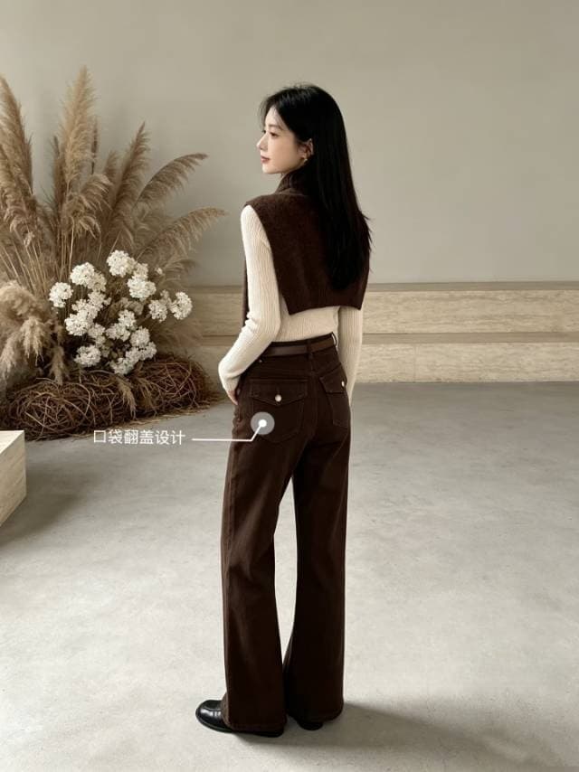 한 부서 하이웨이스트 부츠컷 청바지 여성 2026 새로운 패션 다용도 슬림해 보이는 디스플레이 다리 길이 나팔 바지 상세 이미지 9