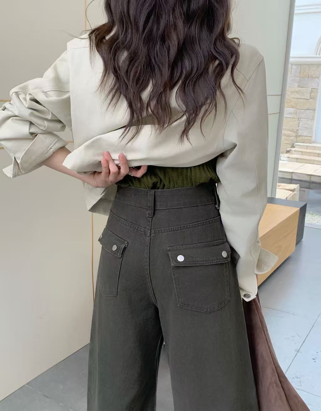2026 가을 새로운 아메리칸 레트로 넓은 다리 청바지 여성 하이웨이스트 루즈핏 슬림해 보이는 다용도 캐주얼 모통이 칼 바지 상세 이미지 9