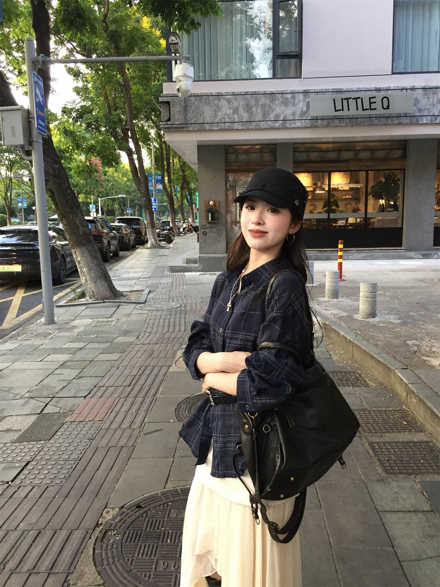 실사 정가 새로운 한 부서 무거운 작업 기타 주름 불규칙 패치워크 시폰 원사 반 스커트 체크무늬 셔츠 상세 이미지 2