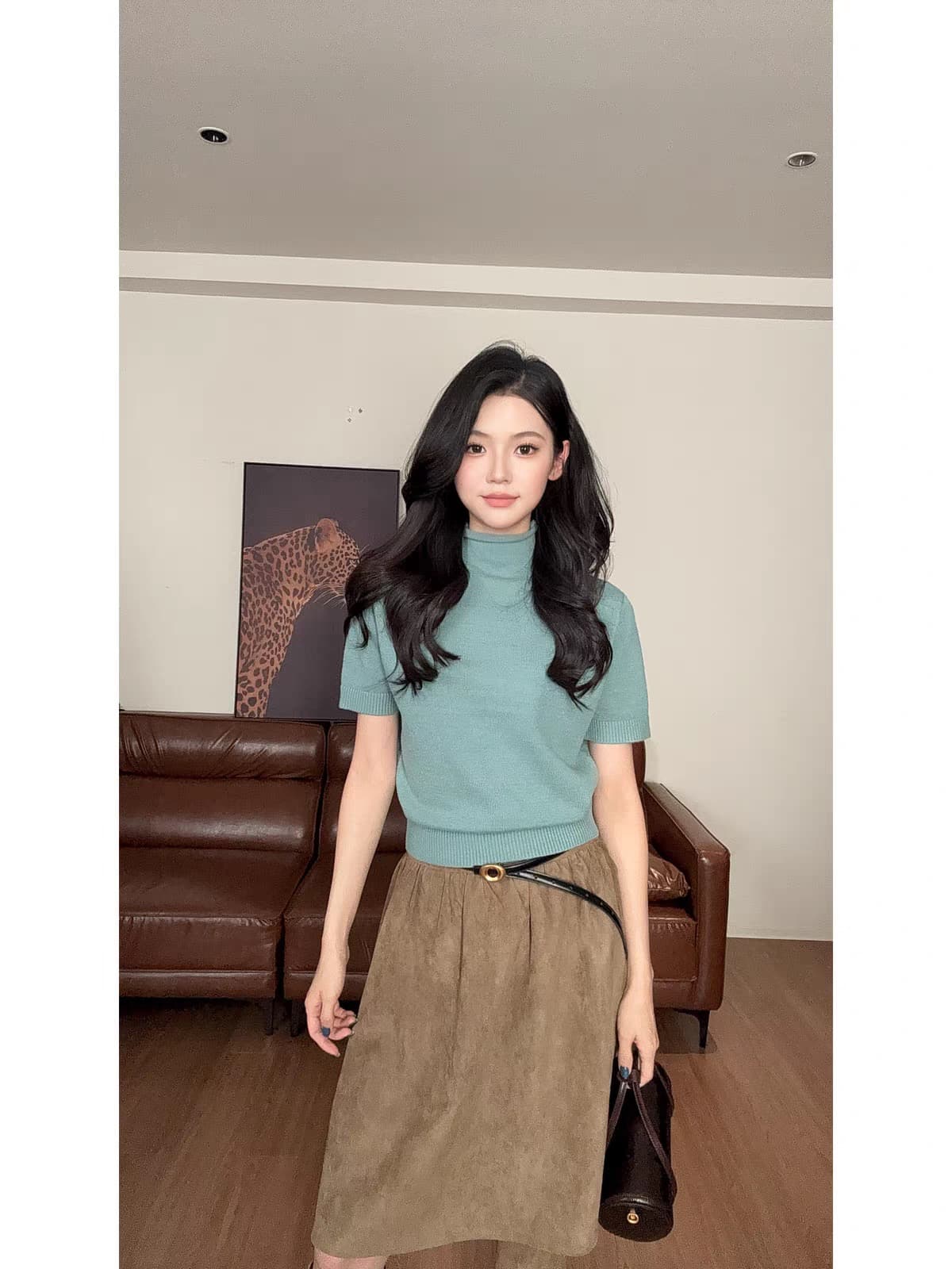 작은 대중 디자인 센스 품격 캐주얼 고급 센스 모직물 맨위 상세 이미지 2