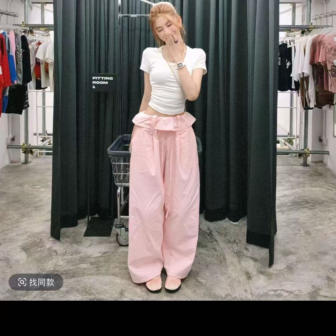 2026 코디 전체 집합 한 부서 작은 키 착용 가져 가라. 소금 부서 빛 요리 한 반팔 티셔츠 와이드 레그 팬츠 세트 상세 이미지 2