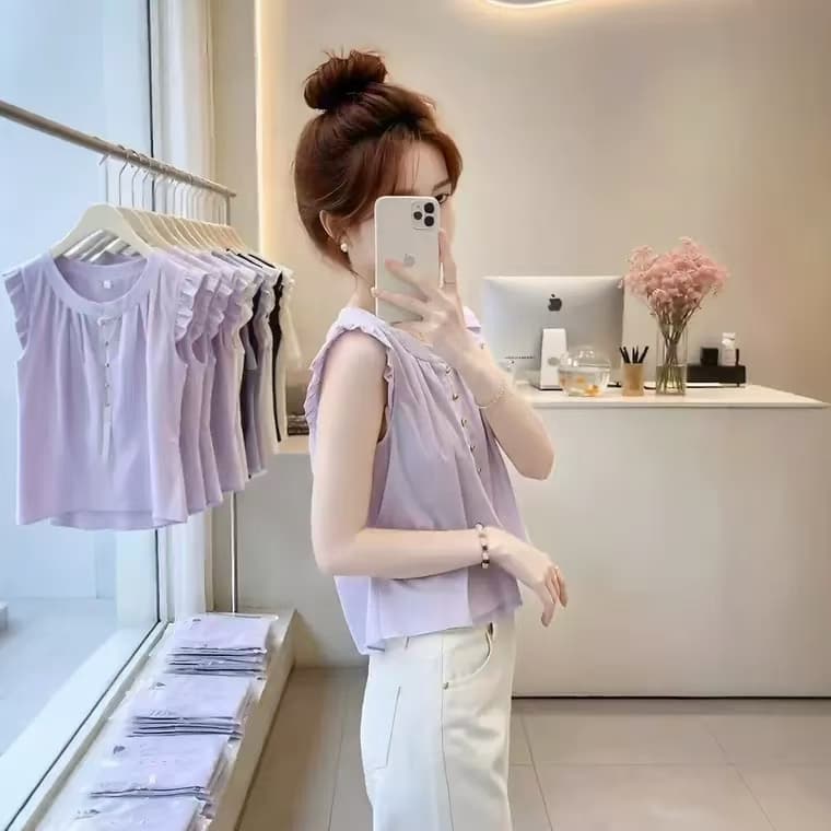 프랑스식 프릴 Feifei 소매 여성 셔츠 2026 여름 새로운 한 부서 인형 셔츠 달콤함 연령 감소 다용도 맨위 상세 이미지 2