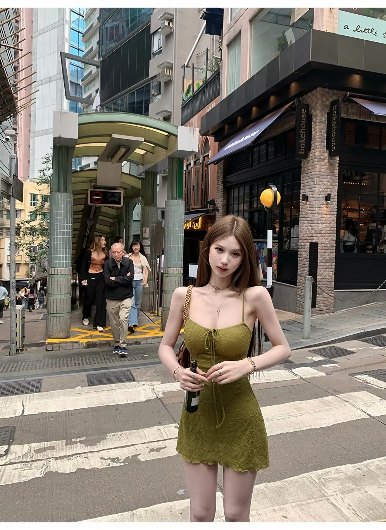 tongiiuu 웨이 팬 모니카 레트로 휴가 질감 슬립 여성 드레스 허리 수축 슬림해 보이는 한 마디 미니 스커트 이미지 3