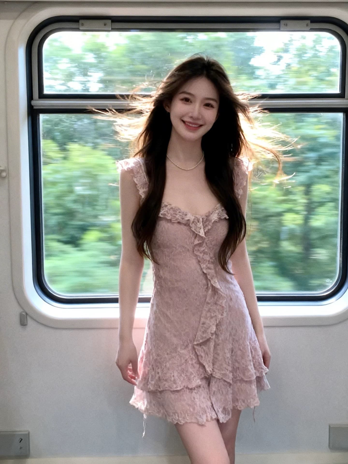 지금 재고 있음 2026 ss 분말 색상 무거운 작업 레이스 프릴 드레스 분위기 센스 달콤한 매운맛 바람 미니 스커트 이미지 3