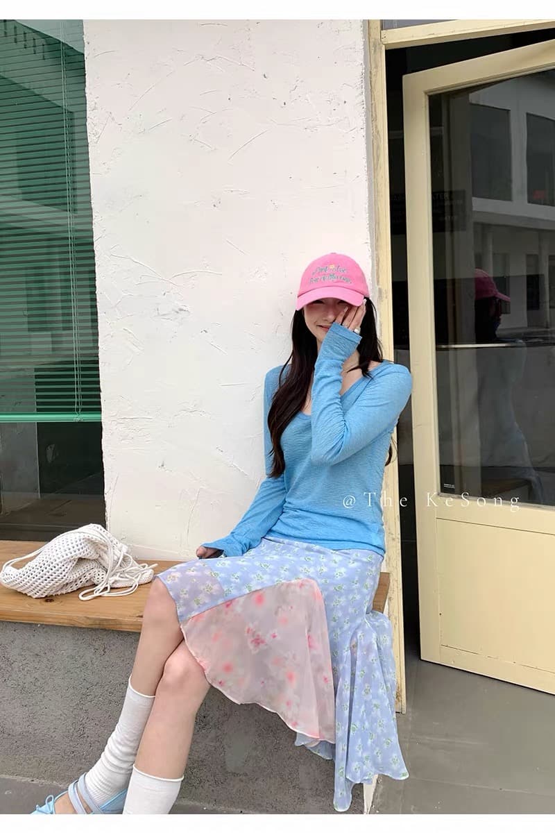 지금 재고 있음 9c 때문 박하 긴팔 캐주얼 바람 프린트 루즈핏 종류 여성 u 칼라 단색 맨위 상세 이미지 6
