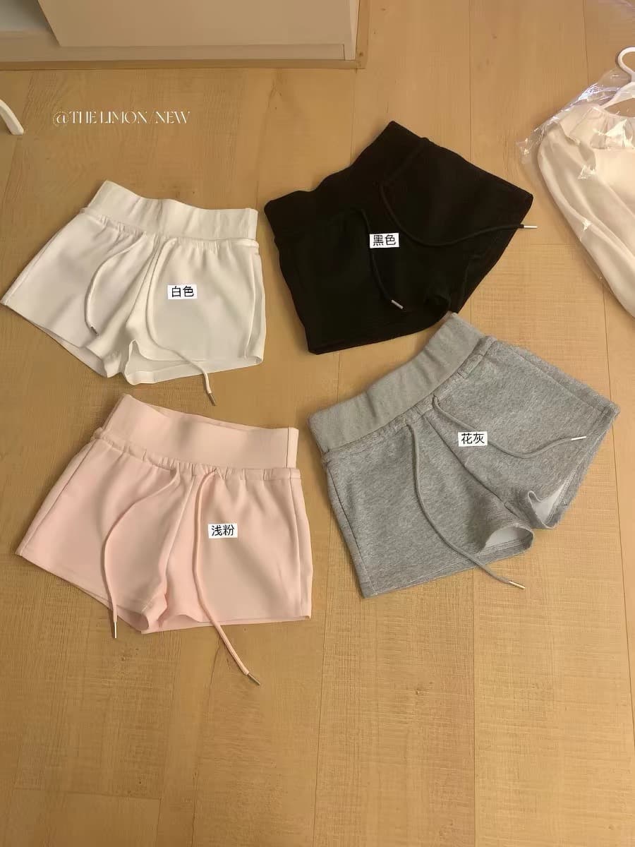 회색 하이웨이스트 운동 반바지 여성 여름 느긋한 바람 아메리칸 다용도 한 마디 캐주얼 웨이 바지 상세 이미지 1