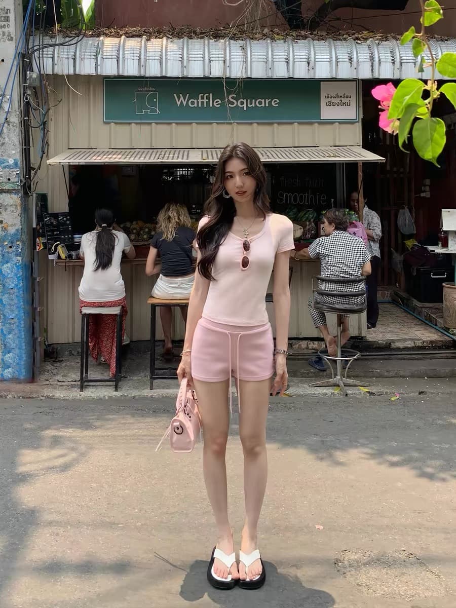 회색 하이웨이스트 운동 반바지 여성 여름 느긋한 바람 아메리칸 다용도 한 마디 캐주얼 웨이 바지 상세 이미지 30
