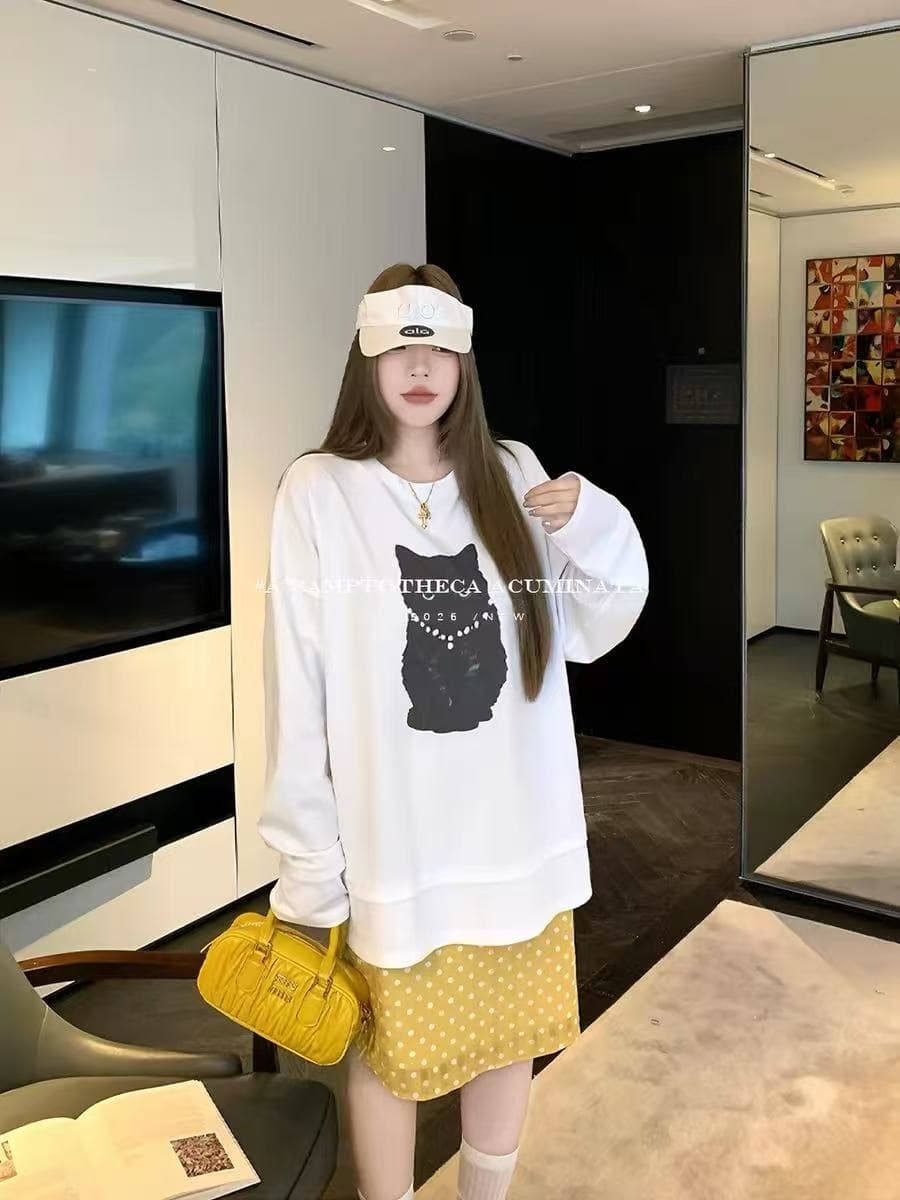 luu 복숭아 안녕하세요. 어린이 도트 무늬 프린트 스트레이트 한 마디 반신 스커트 여성 봄 가을 루즈핏 디자인 센스 중간 길이 치마 상세 이미지 1