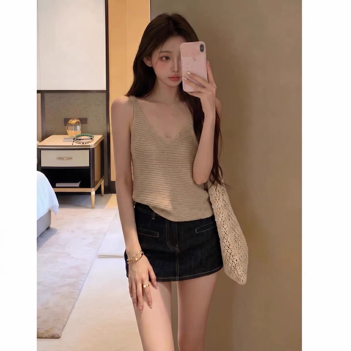 지금 재고 있음 하나 의류 둘 착용 니트 슬립 행침 목 레이스업 v 칼라 두 착용 법 다용도 외출용 조끼 상세 이미지 2