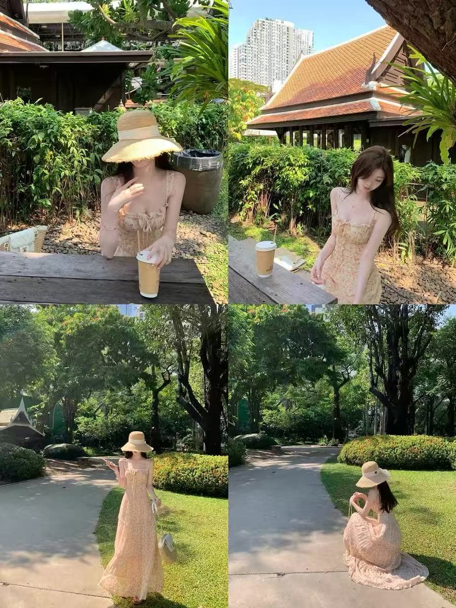 jijilulu 활성 루 한여름 소녀 꽃무늬 슬립 드레스 루즈핏 디자인 센스 달콤함 소녀 바람 이미지 3