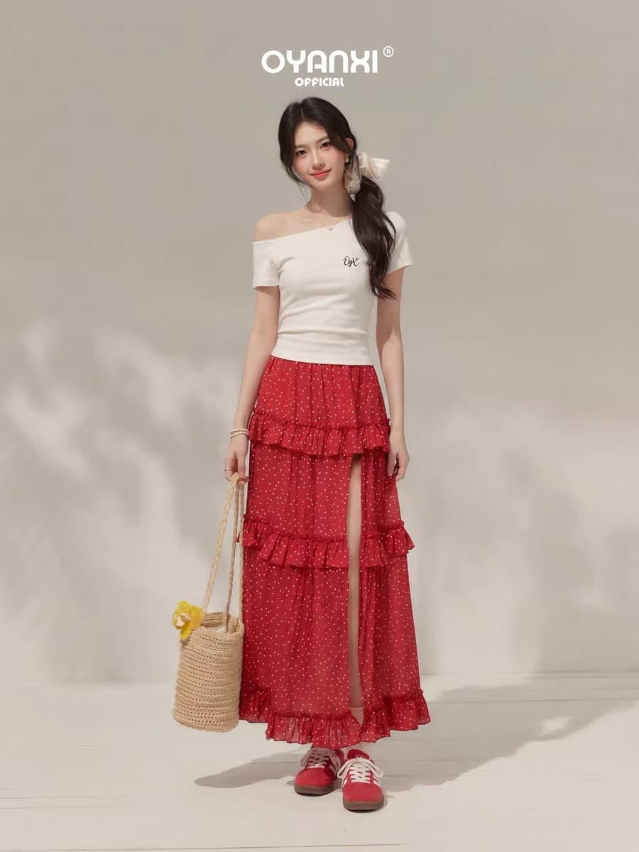 4 월 5 번 신제품 westayone 신제품 화이트 비스듬한 어깨 자수 몸매 가꾸기 반팔 t 슬림해 보이는 한 부서 출퇴근 상세 이미지 2