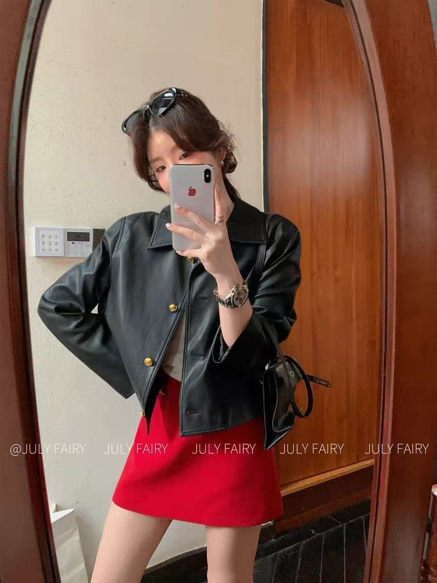 낭만주의 정지 miu 부서 착용 가져 가라. 빨간색 반신 스커트 작은 키 하이웨이스트 다용도 슬림해 보이는 상세 이미지 1